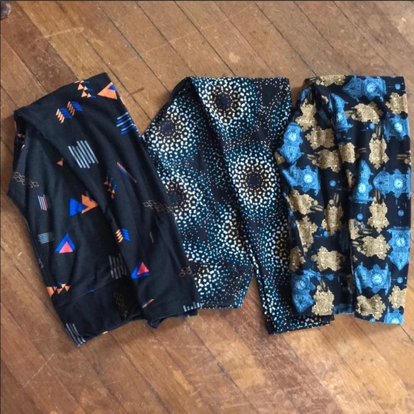 LulaRoe Bundle of 3 OS Leggings CLOCKS TRIBAL - Picture 3 of 7
